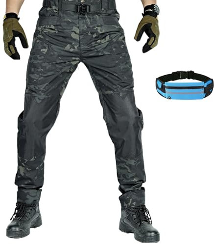 Générique Apexcargo Pantalon Tactique, Apexcargo Moto Pants, Pantalon Moto, Pants Homme De Protection pour Vélo, Impermeable & Résistance à La Déchirure (1PC-Camouflage Noir,XXXL)
