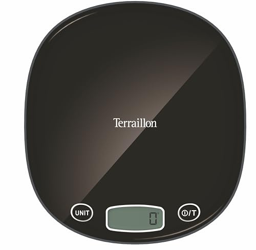 TERRAILLON - MACARON +, Balance de Cuisine Électronique, Arrêt Automatique, Tare, Conversions Liquides, Graduation dynamique, Portée 5 kg, Précision 1g, Noir