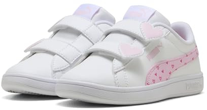 PUMA Kids Smash 3.0 Scarpe da ginnastica per bambini, Bianco e rosa., 30 EU