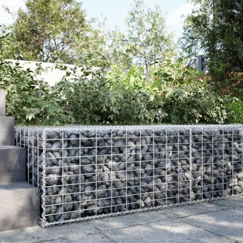 Genérico Cesta de gaviones con Cubierta Hierro galvanizado 100x100x50 cm, Maceteros y jardineras Plateado,3295178