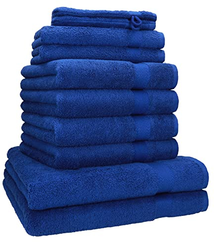 Betz Premium Handtuch-Set 10-teilig – 100% Baumwolle – Oeko-TEX® Zertifiziert – saugfähig&weich – 470g/m² – Duschtücher, Handtücher, Gästetücher & Waschhandschuhe Farbe Royalblau