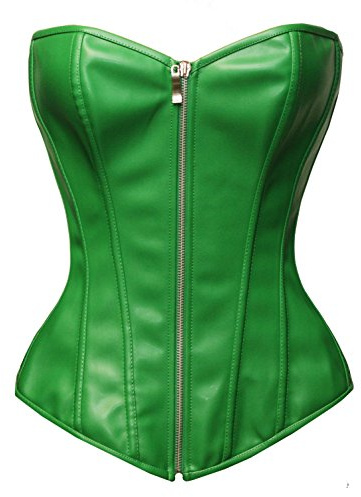 Bslingerie Leather Corset Corsé, Verde, XXL para Mujer
