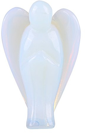 Pocket Guardian Angel Crystal Gemstone, 1.5inch Beautiful Natural Opal Stone Carved Angel Shape Crystal Stone Gift Stone Ornaments Energy Therapy Lucky Charm Reiki Decoration