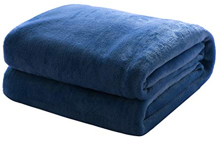Mixibaby Kuscheldecke Flauschige extra weich & warm Wohndecke Flanell Fleecedecke, Falten beständig/Anti-verfärben als Sofadecke oder Bettüberwurf, Größe:150 cm x 200 cm, Farbe:Dunkelblau