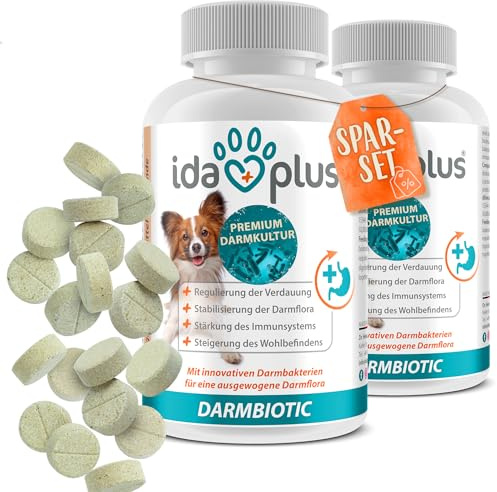 Ida Plus Darmbiotic – TESTSIEGER – Probiotika zur Darmsanierung für den Hund - Darmflora aufbauen nach Durchfall - gesunde aktive Darmbakterien – Immunsystem – Regulierung Verdauung – 240 Tabletten