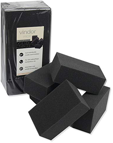Vindor 5X Universalschwamm – Polierschwamm Reinigungsschwamm Schaumstoff, perfekt für die Autopolitur schwarz