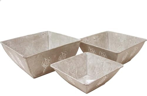 WH WORKING HOUSE Juego 3 MACETEROS MACETAS CUBREMACETAS Cuadrados Abierto Metal