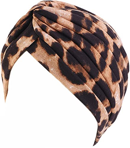 WULIQIUQIU Women's Turban Head Wrap Cancer Chemo Beanies Cap Headwear Cap Bonnet Hair Loss Hat Leopard