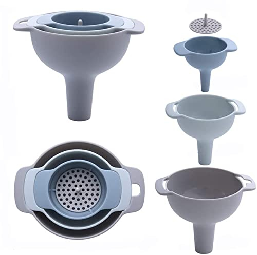 TREGOO Trichter 4-in-1 Funnels Set Oil Funnel Strainer Kitchen Tools Oil Water Spices Wine Flask Filter Funnel Plastic Kitchen Accessories