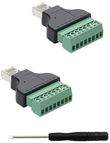 PENGLIN 2 Stück RJ45 Stecker auf 8 Pins Schraubklemmenblock Adapter