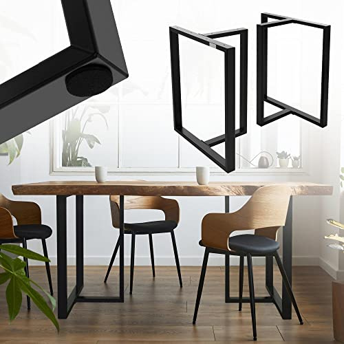 ML-Design 2er Set Tischgestell B60xH72 cm in T-Form, Metall, Schwarz, Industrial-Design, Kufengestell für Esstische & Schreibtische, Tischbeine Tischkufen Tischuntergestell Möbelfüße für DIY-Projekte