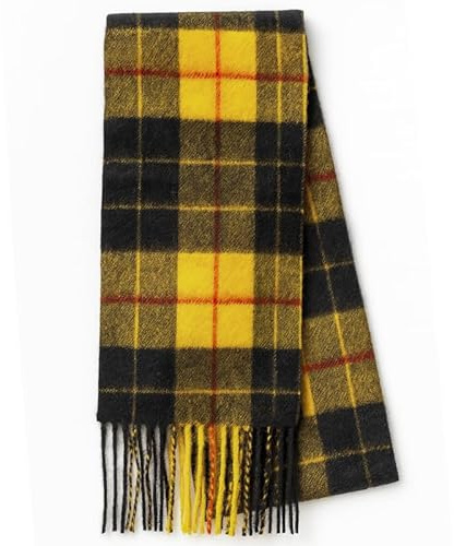 Écharpe tartan 100% pure laine d'agneau pour femme et homme - 60 x 12, unisexe, longue écharpe d'hiver en laine brossée douce et chaude à carreaux tartan - Cadeau pour Noël