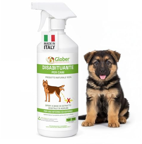 GLOBER Disabituante per Cani Anti Urina - Spray 750ml - Made in Italy 100% Base Vegetale per Interni ed Esterni - Addestrativo Urine Stop Cani - Dissuasore Cani e Elimina i Cattivi Odori