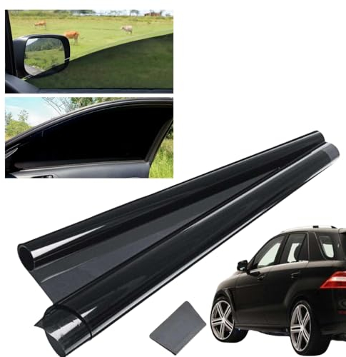Sichtschutz Autofenster Tönungsfolie 50x300cm, Verdunkelung Auto Fenster Camping Sonnenschutz Folie Mit UV Schutz, Fensterfolie Schwarz Für Fahrzeuge Sonnenschutz (VLT 50%)