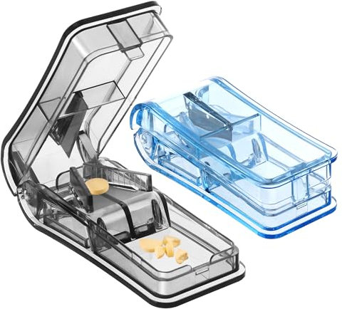 Taglia Pillole 2Pcs Morsa a V Dividi Pastiglie Separatore di Pillole Taglia le Pastiglie facilmente per Pillole Piccole Pillole Grandi Tagliate a Metà Quarto