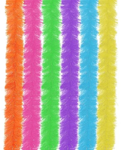 GWAWG 6 Stück Federboas Multipack, 6 Farben erhältlich, künstliche Federboa, künstliche flauschige Boa Dekorationen für Frauen, Erwachsene Frauen, Dekoration