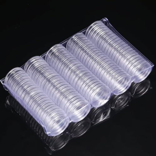 Säkra dina mynt med 200 runda kapslar av klar plast passar perfekt till 25 mm mynt