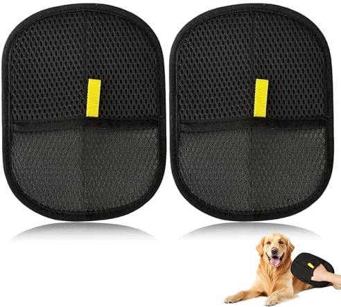 2 Stück Tierhaarentferner Handschuh,Pet Katzen Hair Remover Handschuhe,Antistatische Haustier Hunde Katzenhaare Fell Magnet Glove,Doppelseitige Fingerlos Zur Haustiere Fellmagnet Gloves für Grooming