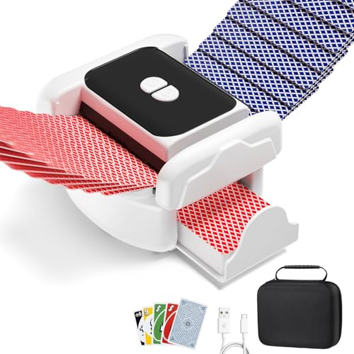 Naxudcoo Mélangeur de cartes automatique avec sac : mélangeur de cartes rechargeable, mode automatique et manuel à un bouton, sauffler de poker pour UNO, pont, soirée de jeu en famille
