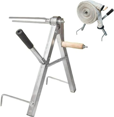Organizador de carrete de manguera de jardín con manivela, estante de almacenamiento portátil compacto con marco plegable para riego, lavado de coches, extinción de incendios y limpieza del hogar