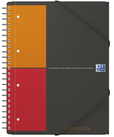 Oxford Meetinbook A4, rutig, perforerad, 2-i-1 collegeblock och gummimapp, grå, 100100362, A4 1 styck