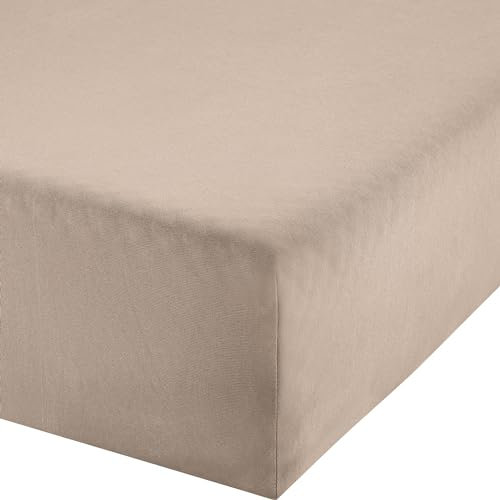Erwin Müller Boxspringbett-Spannbettlaken Freising Elasthan-Jersey-Stretch - beige Größe 120x200 cm - 130x220 cm - dehnbar, antipilling, bügelfrei, Rundumgummi