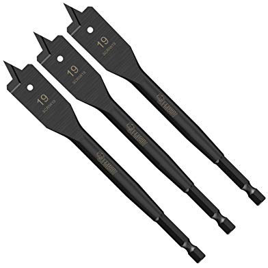 3 x SabreCut SCRIW19_3 19mm x 152mm Impact Rated Flat Wood Spade Bits for Softwood Hardwood Chipboard