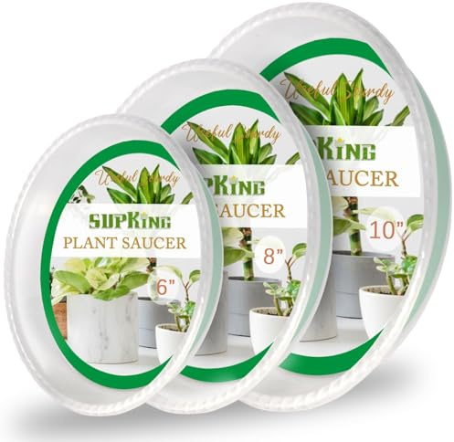 SupKing Confezione da 9 sottovasi per piante (15,2 cm/20,3 cm/25,4 cm), vassoi per piante pesanti e robusti, per vasi da fiori in plastica trasparente, vassoi per vasi per piante più spessi,