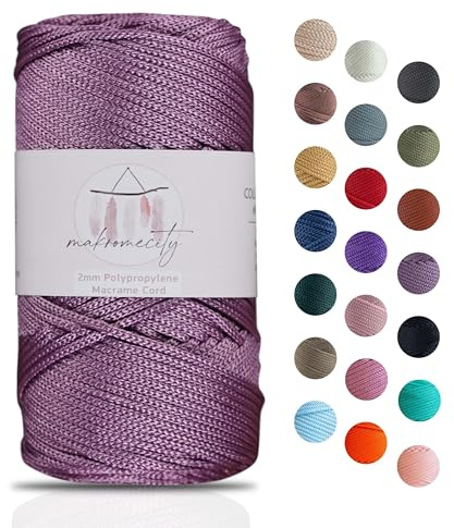 Makromecity makramégarn 2 mm x 115 m premium polyester makramérep polypropylen garn för hantverk heminredning platsplatta axelväska handväska löpare nappkedja 20 färger