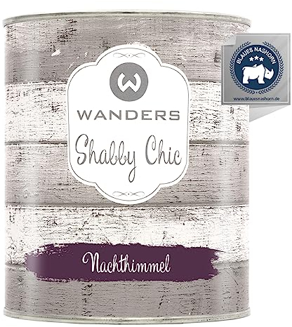 Wanders Shabby Chic Pintura a la tiza, 750 ml, cielo nocturno/morado oscuro, pintura para muebles de cocina y muebles sin lijar, pintura de tiza para madera y más, alta opacidad, secado rápido