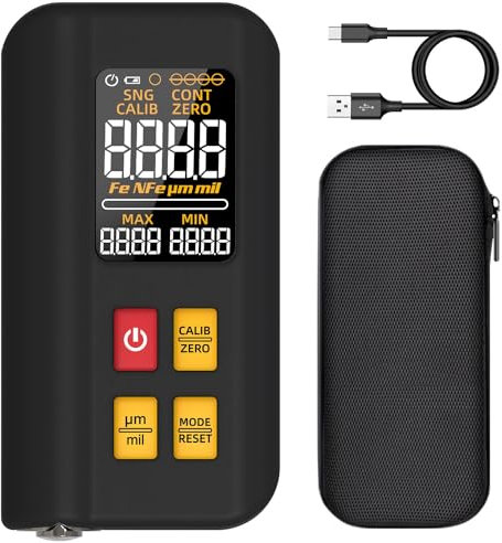 BSIDE T2X Medidor de Espesor Digital Recargable Comprobador de Espesor de Recubrimiento de Pintura con LCD a Color 0-1500µm Fe/NFe Auto Detección Multipunto Mini Tester Espesor para Coche Barco Metal