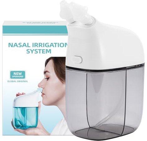 SEMIOEN Nasal Irrigation System, Nasal Rinse Machine, Sinus Rinse Machine, Sinus Cleaner Machine with Water Tank & Waste Collection Tank - Nose Cleaner for Sinus,Sinus Adult,Allergy Relief - Grey
