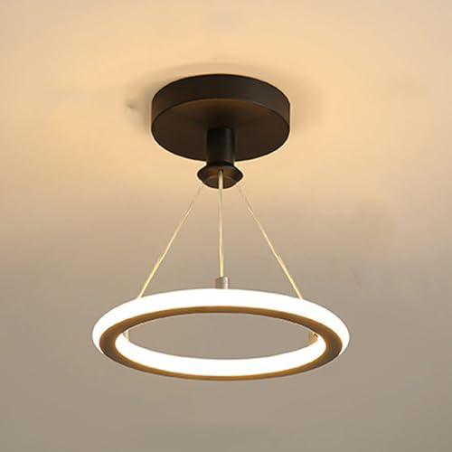 Mengjay Suspension Luminaire Moderne à LED pour Table de Salle à Manger,Dimmable Trois températures de couleur, Acrylique Cercle Réglable Lampes Suspendues pour Salle à Manger Salon (Noir)