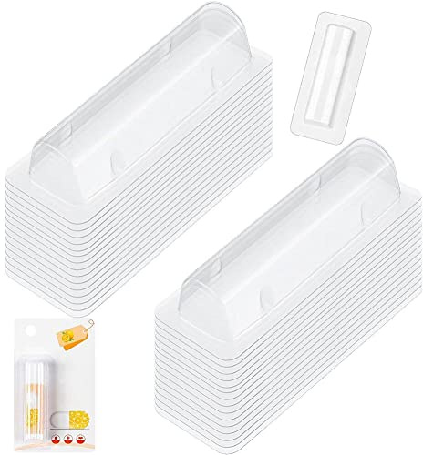 Tsffae 50 Stück Durchsichtiger, Kuppelförmiger Lippenbalsam-geldhalter Aus Kunststoff, Rechteckig, Leerer Lippenstiftbehälter, Nachfüllbar, DIY-Lipgloss-behälter Für Selbstgemachten Lippenbalsam