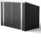 XEMQENER Bike Storage Outdoor, Lockable Garden Storage with Door and Sloping Roof, Waterproof Metal Galvanized Steel Shed for Bike, Garden Tools, Garbage Bins, Black, (L176x W105x H130 cm)