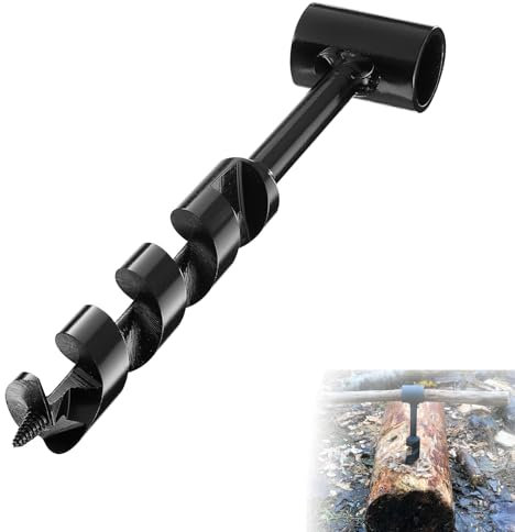 Bushcraft Handerdbohrer, Manuelle Schnecke, Handbohrer Survival Auger, Manueller Schlangenbohrer, Handbohrer Holz, Tragbar, für Outdoor Camping, Wandern, 25 x 260 mm