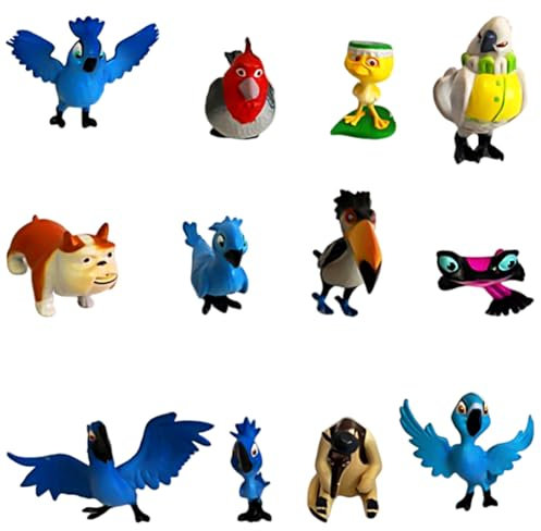 QYEHF 12PCS Vogelfiguren,realistischer Adler, Papagei, Tukan,Mini-Vogelfiguren,realistische Vogel-Tierfiguren,Paar Puppe Modell Odd Papagei Karneva