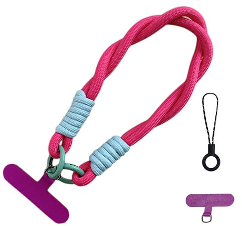 MAEXUS DELUXEFOX - Cadena corta universal para teléfono móvil, con 2 cadenas para teléfono móvil, cadena corta, correa para teléfono móvil, para mujer (rosa), Rosa., 35