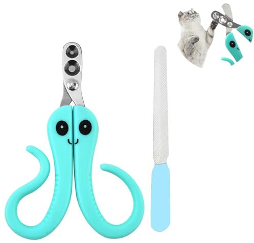 Ruayia Krallenschere Katzen(2mm& 4mm) mit Nagelfeile Edelstahl, Katzenkrallen Schneider Katzen Nagelschere Sicherheitsschutz Krallenschneider Datei Nail Clipper Hunde Kleine Welpen - Oktopus-Stil