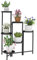 Outsunny Support pour plantes 6 niveaux, étagère plante, ajustable et pliable, en métal, design sans vis, porte plantes d'intérieur pour plusieurs plantes, noir