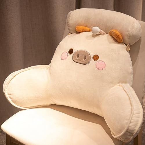 YLLiee Cuscino da Lettura per Bambini per Adulti con paranuca e bracciolo, Simpatico Cuscino per Coccole dei Cartoni Animati, Cuscino di Sostegno per Lettino da Pavimento(Size:50 * 40cm,Color:Bianco)