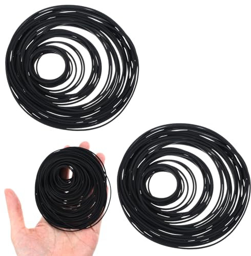 Classicseali 150pcs VCR Belt,Black Rubber Cassette Drive Belts, Record Player Belt Replacement 20-120mm, Repair Hybrid Flat Replacement CD Drives Belts, for DVD CD LD VCR Repeater Drive 1mm Width