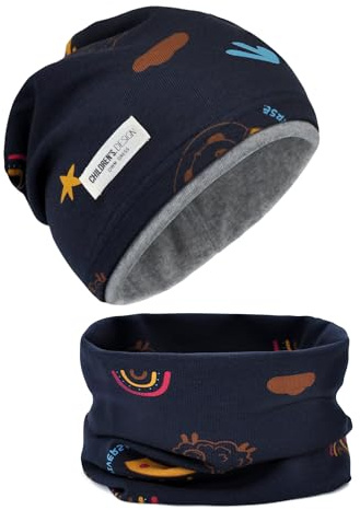 YMIFEEY 4 sciarpe per bambini, scaldacollo con cappuccio e loop, sciarpa tubolare, foulard multifunzione, per inverno, primavera, autunno, Set Blu Scuro