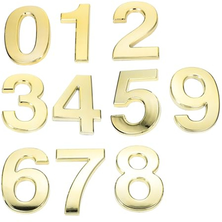 Baluue Numeri Adesivi Dorati 0-9 per Porta e Cassetta Postale, Set da 10 Pezzi, Numeri Autoadesivi Resistenti per Decorazioni Casa, Hotel e Appartamenti