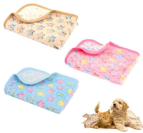 Neerow 3 Pack Dog Blanket Washable, 60 x 40 cm Soft Fluffy Cat Blanket