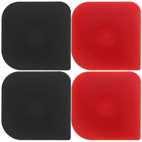 Homoyoyo Lot de 4 Grattoirs à Casseroles en Plastique Robustes Rouges et Noirs Ustensiles Multifonctions pour Nettoyer Poêles en Fonte Découpe et Gâteau Outil de Raclage et Nettoyage la