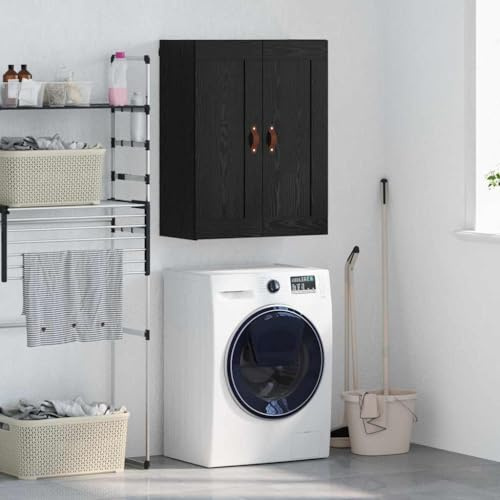 Mokuyary Armadio da parete nero effetto rovere, 69,5 x 34 x 90 cm, pensile da cucina, armadietto medico, armadio per bagno, cucina e corridoio