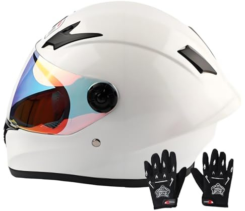 Casque Intégral De Moto Pour Enfants Avec Gants, Pour Garçons Et Filles De 3 À 12 Ans, Homologué DOT Pour Motocross, Quad Et Course Sur Route, Coque En Plastique ABS 9,L(51-52cm)