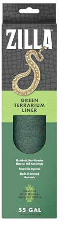 Zilla Reptile Terrarium Liner, Odor Reducing, Non-Irritating, Ideal for Teens Reptiles and Tropical Habitats, Green, Fits Aquarium Size 11.75 x 47.5