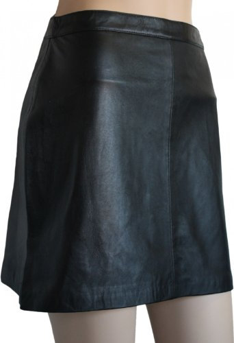Trendiger Mini Lederrock aus Lammnappa Business Rock Echtleder, 44, Schwarz